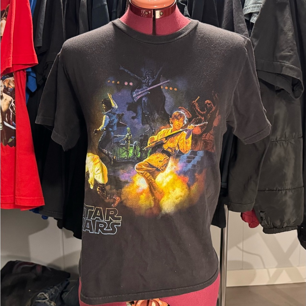 Vintage Star Wars T Shirt Mens Medium Black Rock Band Concert Music Adult Y2K